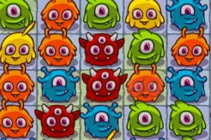 다양한 색상의 귀여운 몬스터들이 격자로 배열되어 있는 이미지