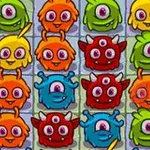 다양한 색상의 귀여운 몬스터들이 격자로 배열되어 있는 이미지