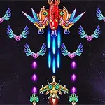 우주를 배경으로 여러 색상의 비행기와 우주선들이 날아다니는 모습