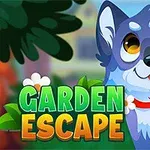 강아지가 밝고 귀여운 표정으로 그려져 있는 그림 옆에 Garden Escape라는 문구가 있습니다