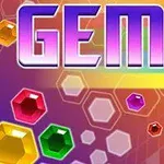 다양한 색상의 보석들과 GEMS라는 글자가 있는 화려한 배경