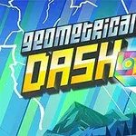 알록달록한 배경의 제목과 빛나는 네모난 도형