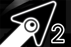 검정 배경에 흰색 윤곽선으로 그려진 로켓과 숫자 2가 있는 이미지