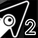 검정 배경에 흰색 윤곽선으로 그려진 로켓과 숫자 2가 있는 이미지