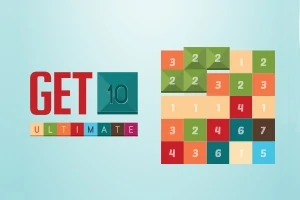 게임의 제목 GET 10과 다양한 색상의 숫자 블록들이 배열되어 있는 이미지