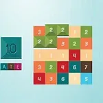 게임의 제목 GET 10과 다양한 색상의 숫자 블록들이 배열되어 있는 이미지