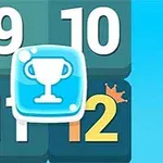 숫자 9, 10, 11, 12가 있는 블록과 중심에 트로피 아이콘이 있는 이미지