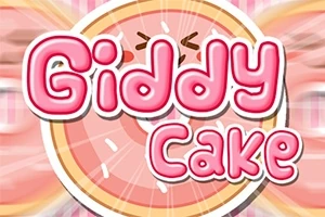 분홍색 글씨로 Giddy Cake라고 쓰여 있으며, 배경에 케이크 이미지가 있다