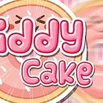 분홍색 글씨로 Giddy Cake라고 쓰여 있으며, 배경에 케이크 이미지가 있다