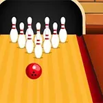 볼링핀을 향해 굴러가는 빨간 볼링공