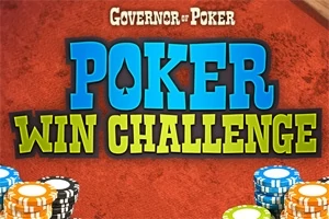Poker Win Challenge라는 글자와 다양한 색상의 포커 칩들이 있는 이미지