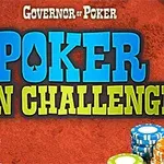 Poker Win Challenge라는 글자와 다양한 색상의 포커 칩들이 있는 이미지