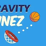 파란 배경에 GRAVITY LINEZ라는 문구와 함께 농구공이 골대에 들어가는 모습