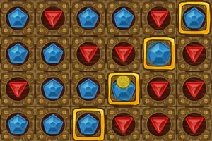 파란색과 빨간색 보석이 격자 무늬로 배열된 이미지