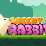 귀여운 흰 토끼가 푸른 배경 앞에 서 있는 장면