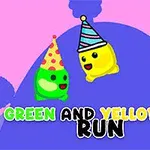 녹색과 노란색 캐릭터가 파티 모자를 쓰고 있는 모습