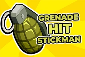 녹색 수류탄 이미지와 Grenade Hit Stickman 텍스트가 있는 노란색 배경