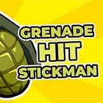 녹색 수류탄 이미지와 Grenade Hit Stickman 텍스트가 있는 노란색 배경