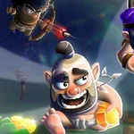 세 명의 캐릭터가 어둡고 환상적인 배경 속에서 각자 무기를 들고 역동적으로 움직이고 있는 장면