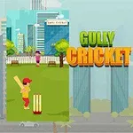 도시 배경과 야자수가 있는 거리에서 크리켓을 하는 두 아이가 있는 이미지