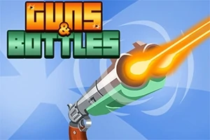 총에서 불꽃이 발사되는 장면과 Guns & Bottles라는 제목