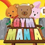 강아지, 곰, 토끼 캐릭터가 큰 아령과 함께 있는 밝은 배경의 이미지