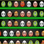 다양한 색상의 귀여운 얼굴 이모티콘이 여러 줄로 배열된 이미지