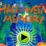 무덤과 호박, 박쥐를 배경으로 Halloween Memory라는 글자가 있는 이미지