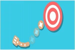 파란 배경에 빨간 과녁과 별 모양의 아이콘이 있는 이미지