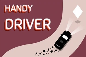 Handy Driver라는 텍스트와 함께 어두운 도로를 질주하는 자동차 이미지