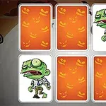 주황색 카드 배경에 만화 스타일의 좀비 캐릭터가 있는 이미지