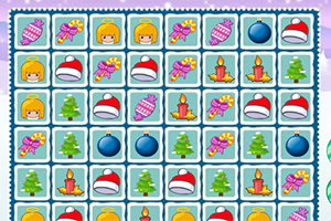 크리스마스 테마의 아이콘들이 배열된 매치 게임 보드