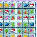 크리스마스 테마의 아이콘들이 배열된 매치 게임 보드