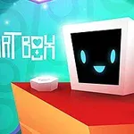 얼굴이 있는 하얀 큐브가 빨간 플랫폼 위에 있으며, 왼쪽 상단에 HEART BOX라는 글자가 쓰여 있다