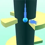 파란색 공과 기둥이 있는 단순한 3D 플랫폼 환경