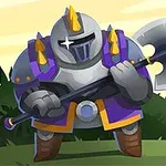 갑옷을 입은 기사 캐릭터가 도끼를 들고 서 있는 모습