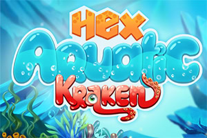 밝고 화려한 바다 배경 위에 Hex Aquatic Kraken 글자가 이미지 중심에 있는 그림