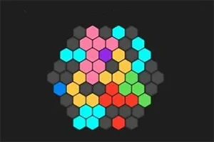 다양한 색상의 육각형들이 블랙 배경 위에 모여 있는 이미지
