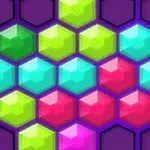 다양한 색상의 육각형 블록들이 서로 맞물려 있는 모습