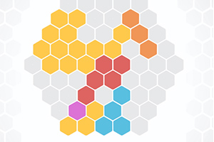 다양한 색상의 육각형들이 모여 있는 패턴으로, 노란색, 주황색, 빨간색, 파란색, 보라색이 포함되어 있다