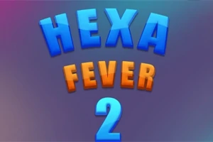 HEXA FEVER 2라는 텍스트가 파란색과 주황색으로 된 배경에 표시되어 있습니다