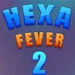 HEXA FEVER 2라는 텍스트가 파란색과 주황색으로 된 배경에 표시되어 있습니다