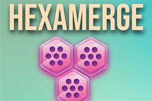HEXAMERGE라는 텍스트와 함께 세 개의 분홍색 육각형 모양 아이콘이 있는 이미지