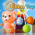 귀여운 곰 인형, 다채로운 공과 블록 장난감들이 배경에 놓여 있는 이미지