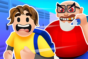 노란색 옷을 입은 남자가 도망가고 있고, 붉은 옷을 입은 남자가 쫓아오는 모습