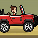 빨간색 지프를 운전하는 사람의 옆모습 만화 이미지