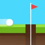 초록색 잔디 위에 흰 공이 깃발이 꽂힌 구멍을 향해 굴러가는 모습