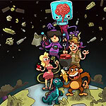 다양한 캐릭터들이 지구 위에 서 있는 모습