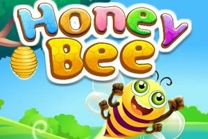 제목이 Honey Bee인 글씨가 있고, 웃고 있는 귀여운 꿀벌이 날고 있는 이미지