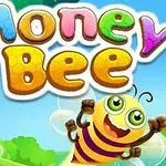 제목이 Honey Bee인 글씨가 있고, 웃고 있는 귀여운 꿀벌이 날고 있는 이미지